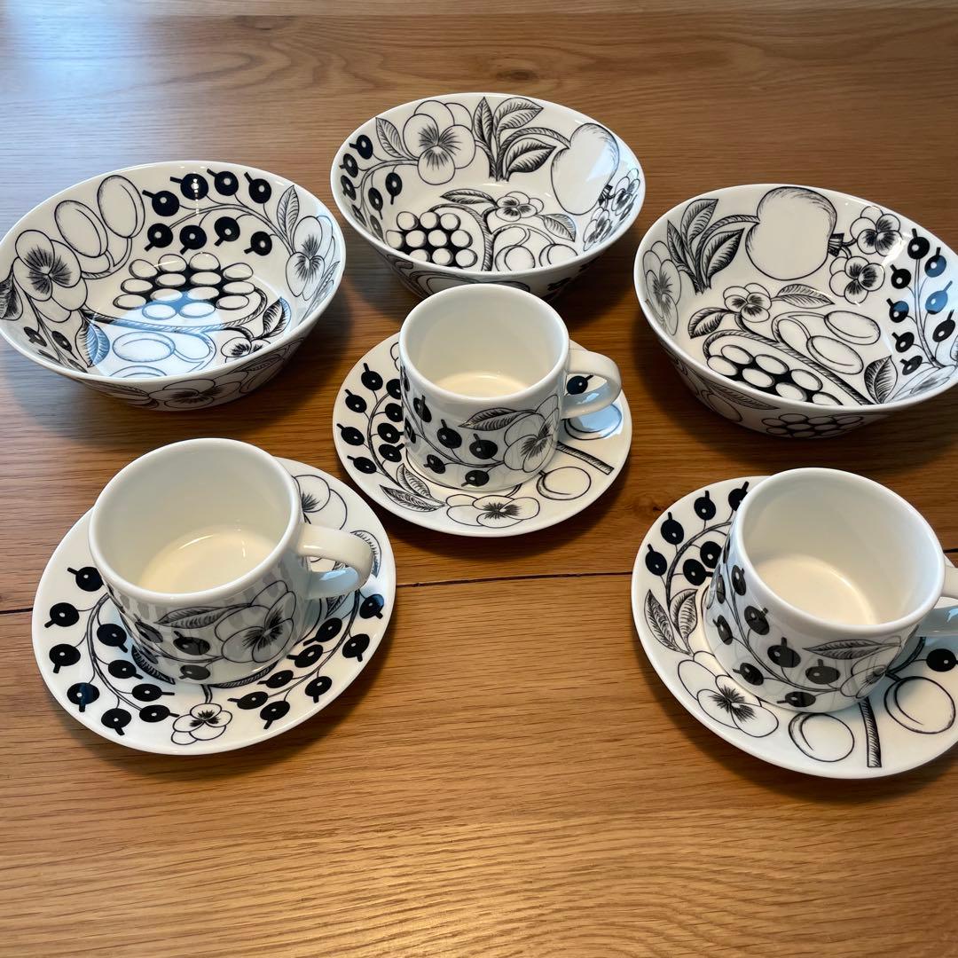 美品】レア旧ロゴアラビア ブラックパラティッシ カップ&ソーサー 3個