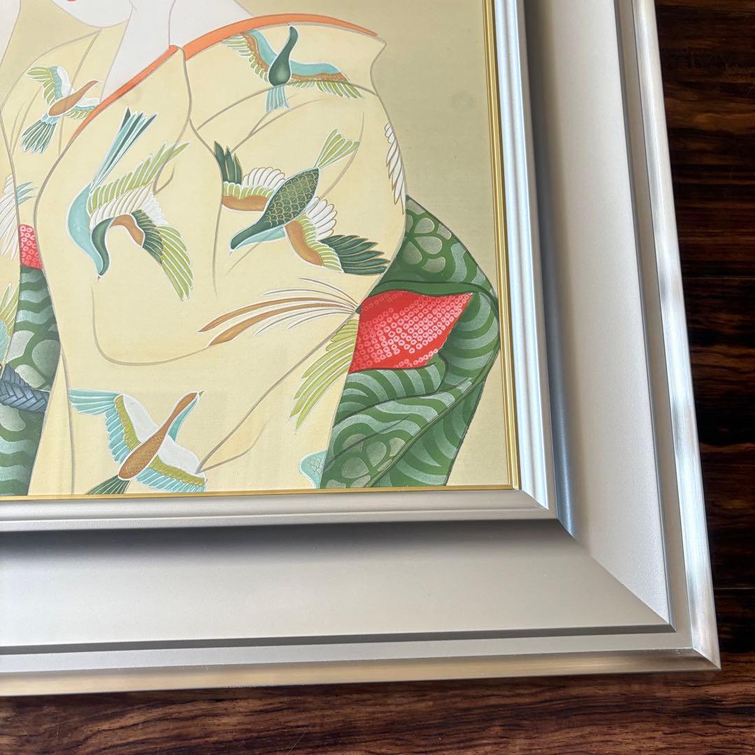 堀江浮水 (堀江豊生) 額装 美人画 真作 日本画 師/伊東深水 絵画