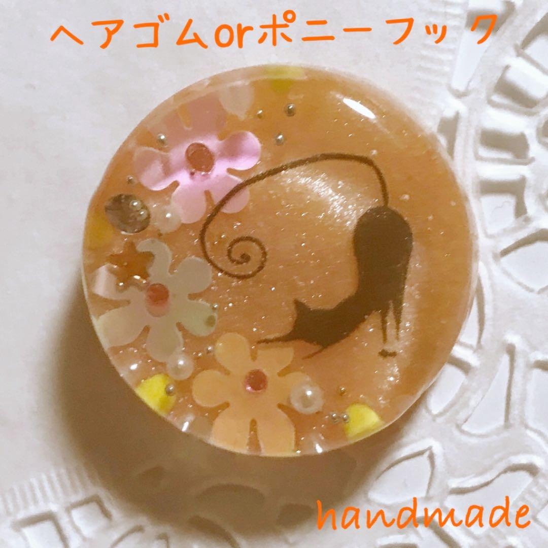 NO 488レジン ヘアゴム ブローチ ハンドメイド 猫ちゃん NO.488