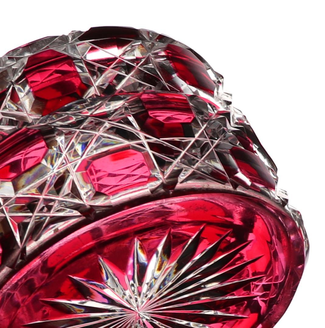 オールド・バカラ 珍品 切子装飾 ディアマン・ピエーリー 赤紫色被せ
