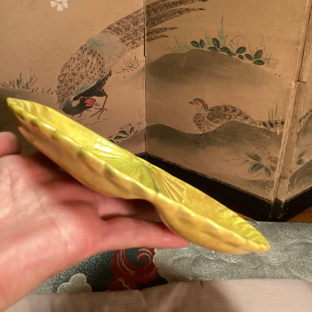 特別出品】 懐石道具 黄交趾焼 源内焼 三つ扇皿 5枚揃 供箱 - メルカリ
