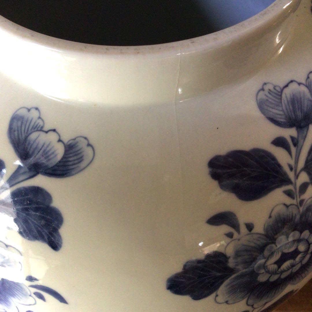 3582 オランダ デルフト陶器 BEGONIA 染付 和蘭 タバコ壷 送料無料