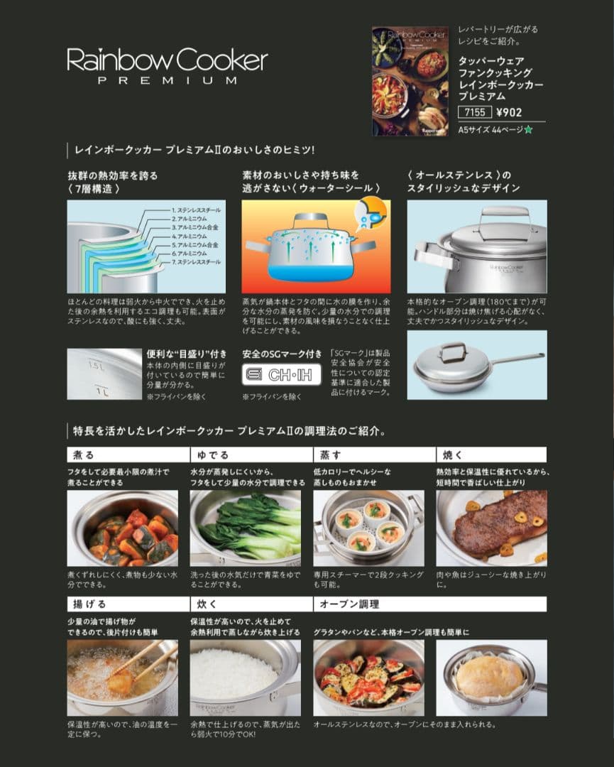 新品★Tupperware 両手鍋 21cm 2.7L★レインボークッカーⅡ