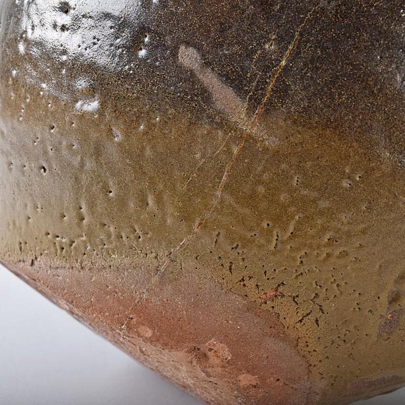 朝鮮美術 李朝 高麗黒釉 双耳壷 時代箱付 V R8409B