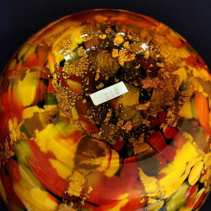 上越クリスタル ガラス花瓶 クラタクラフトグラス マーブル金箔入り