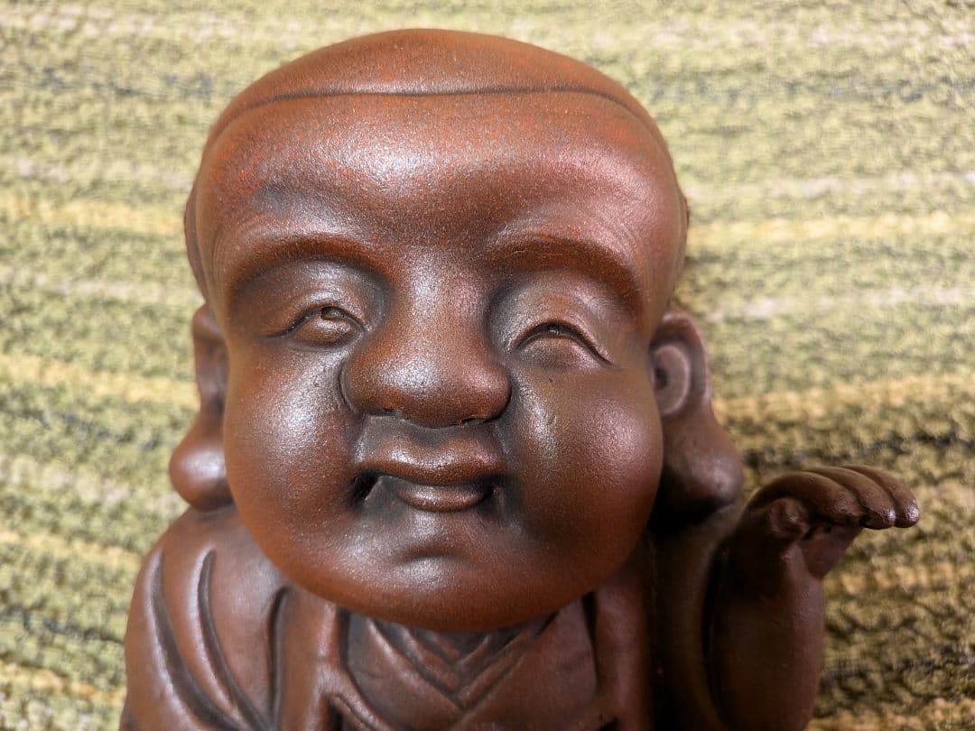 No.17備前焼福助人形の置物A2、古備前福助人形、縁起物、商売の神様・お守り、 No.17備前焼福助の置物A2、古備前福助人形、縁起物、商売の神様