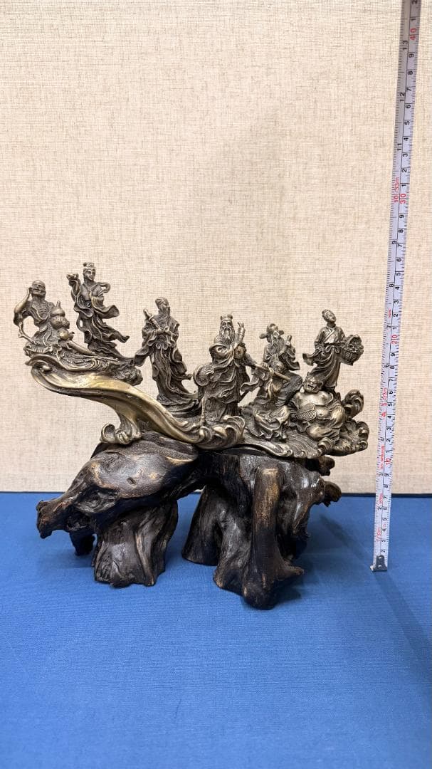 八仙過海 銅製立体群像｜天然木根台座｜実測重量3.86kg｜全高約26cm 仏像 販売 龍祥-Ryusho- | 仏像や木彫り・縁起物などの販売・通販 / 桧