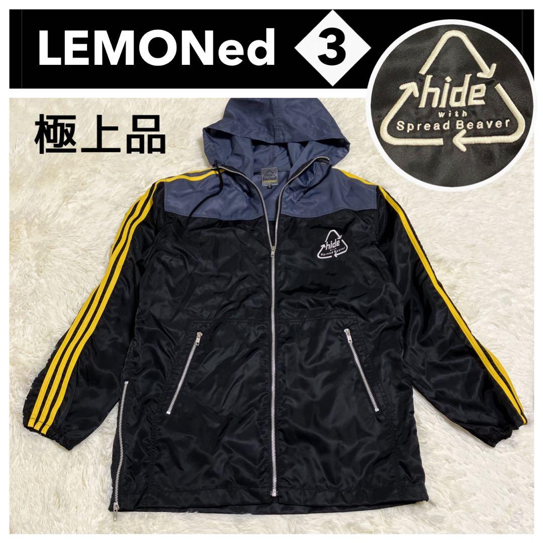 極美品 レモネード hideロゴ ラインパーカー 黒 3 L ナイロン