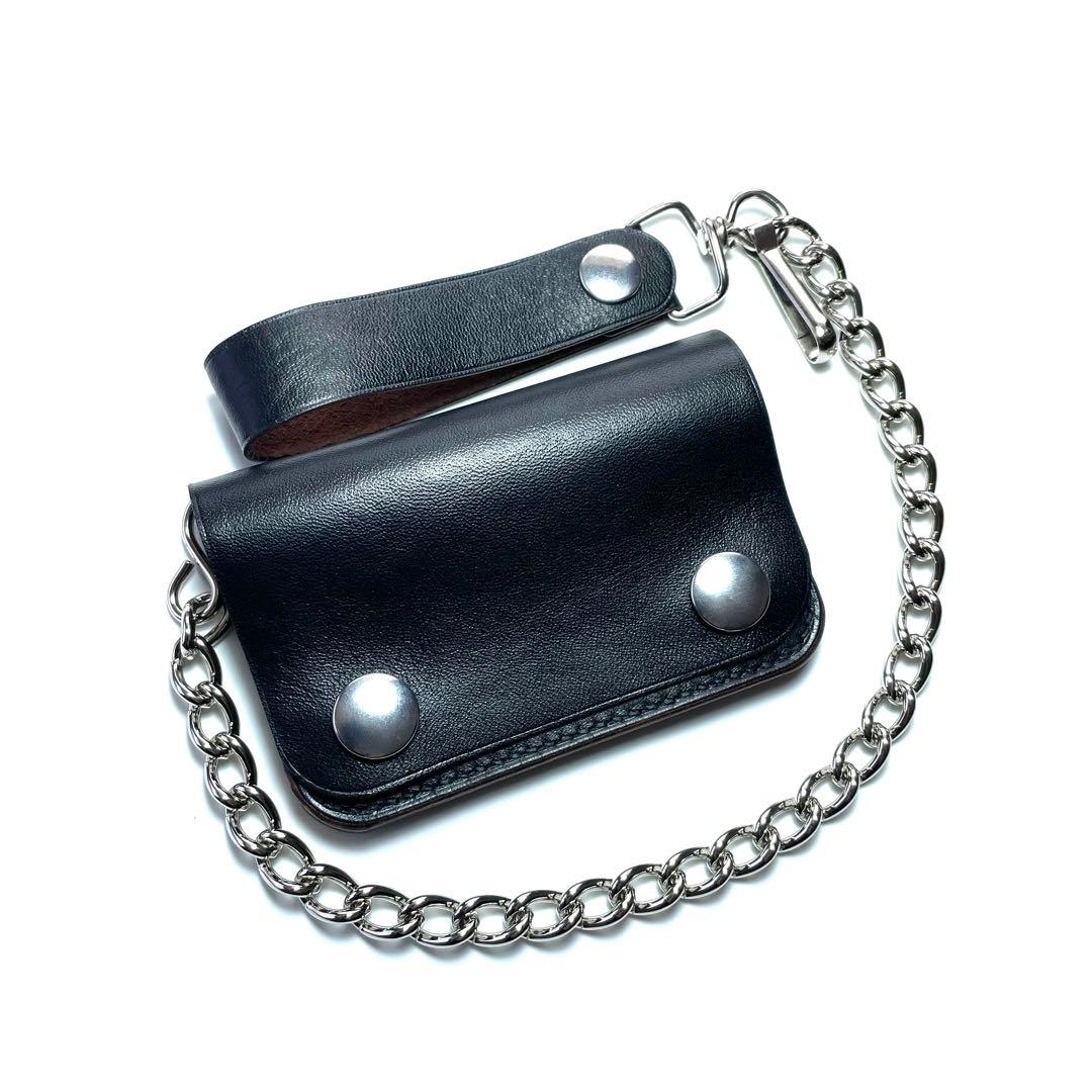 ご注文品　ミニトラッカーウォレット　ロウ付けチェーンセット　ホースハイドレザー トラッカーウォレット2型 チェーン付き 長財布 ホースハイド ダーク