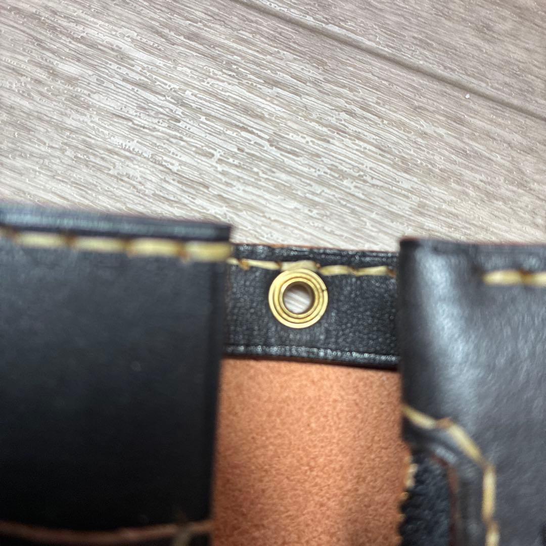 茶芯ブラック】ミドルトラッカーウォレット 真鍮 お札を折らずに収納