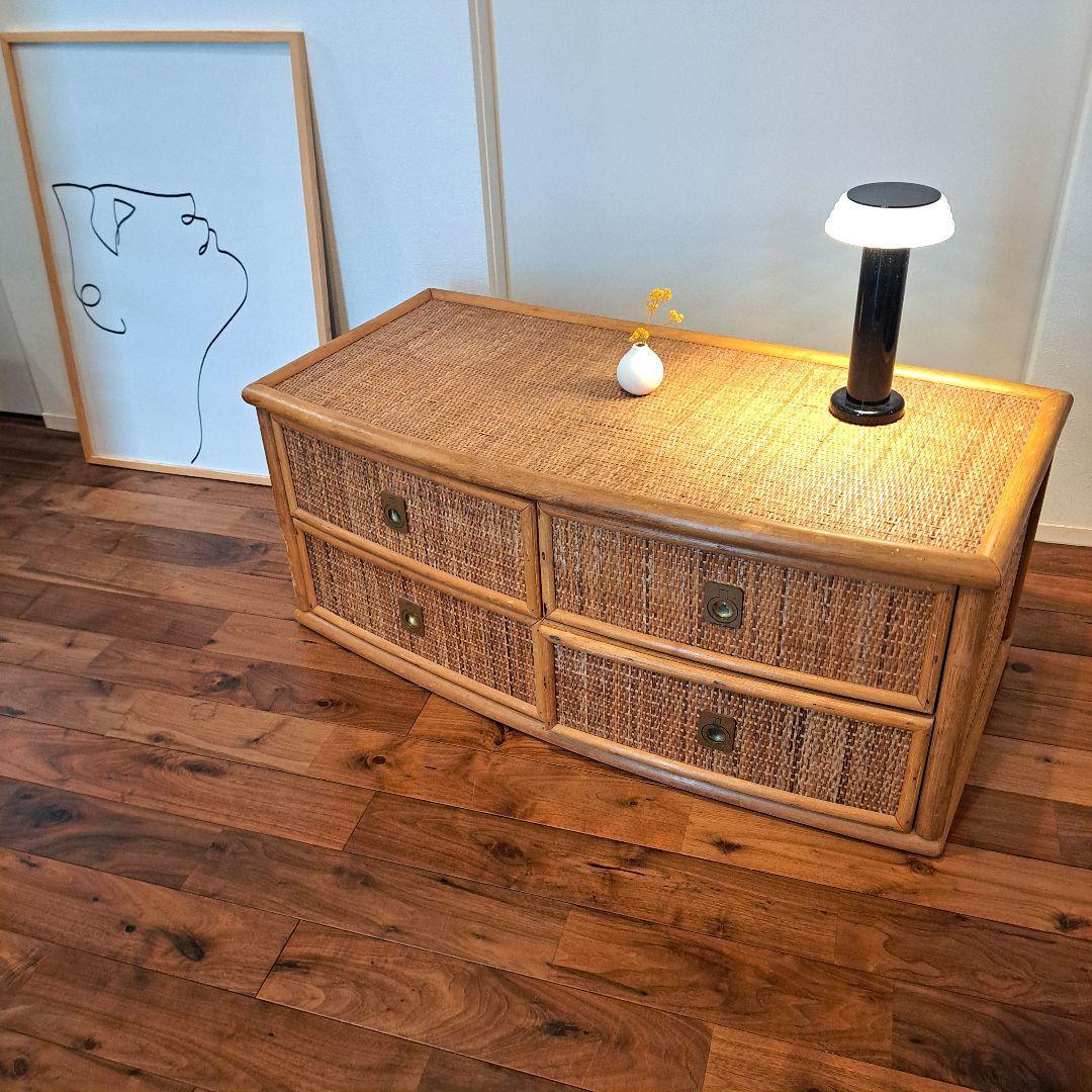 【アンティーク】籐 ラタン サイドボード チェスト ローボード 4杯 古道具 楽天市場】【マラソン期間限定 500円クーポン付】 トランク風デザイン