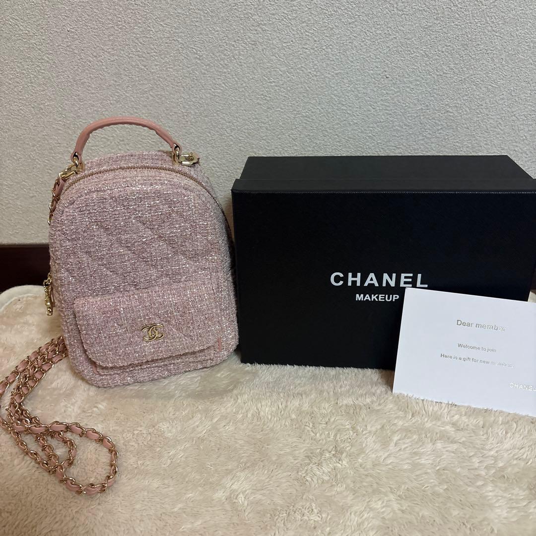 CHANEL非売品メイクアップバッグ ピンク ツイード 上品なピンクのツイード】 CHANEL ミニ ショッピング バッグ (CHANEL