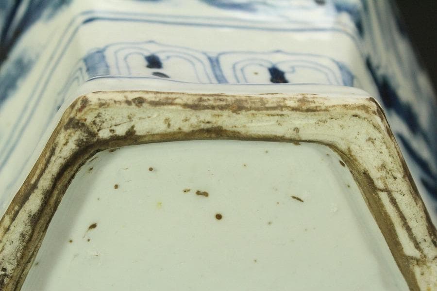 中国美術 青花 古染付 楼閣山水紋 六方 瓶 高25.5cm(RC991) - メルカリ