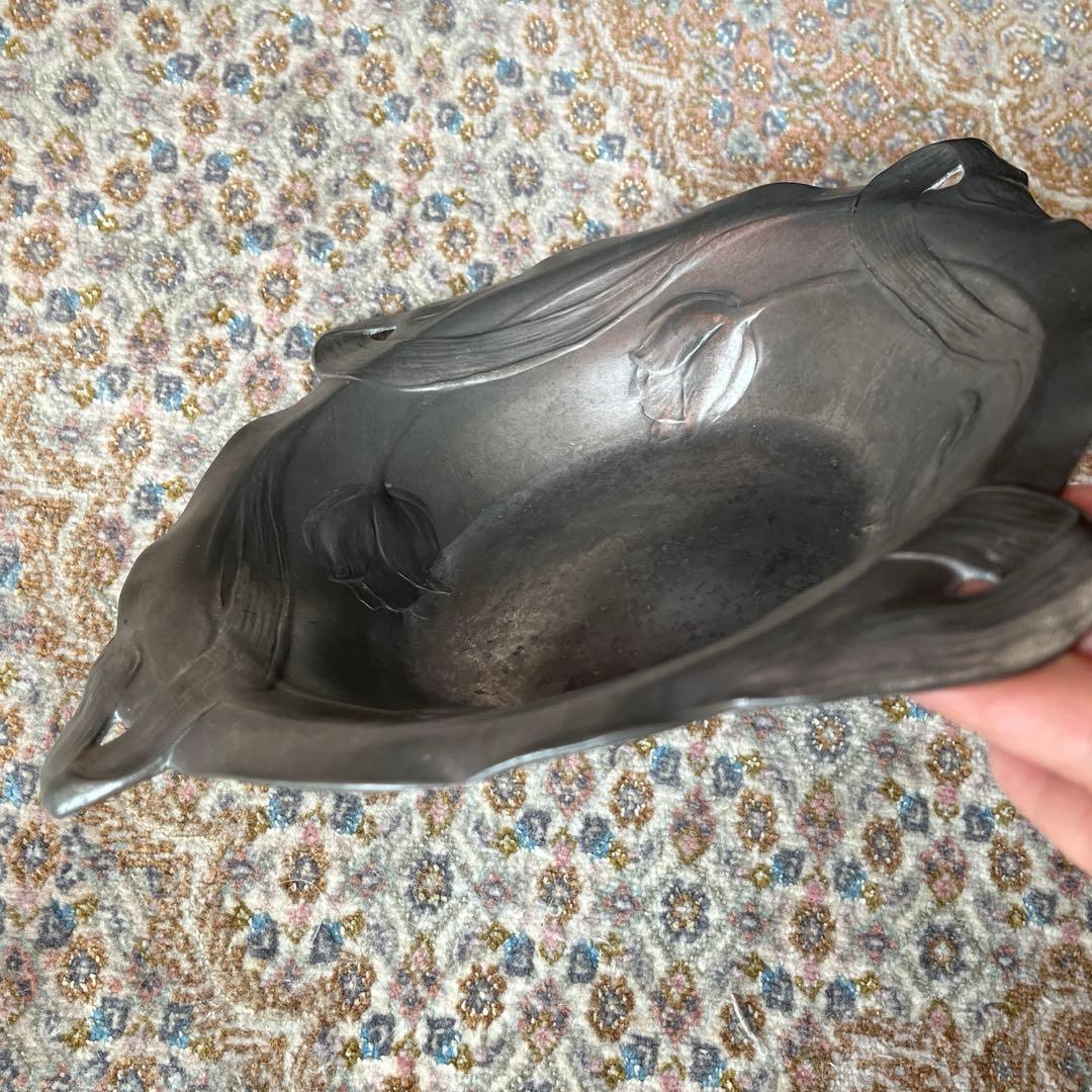 アンティーク　ピューター　アール・ヌーヴォー　ボウル　ドイツ アールヌーボー様式のユーデンシュティール銅製インク壺。ドイツのWMF