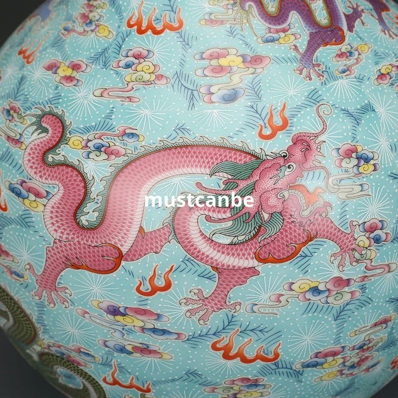 清雍正琺瑯彩竜紋帯夜光賞瓶 景徳鎮 陶磁器 装飾品