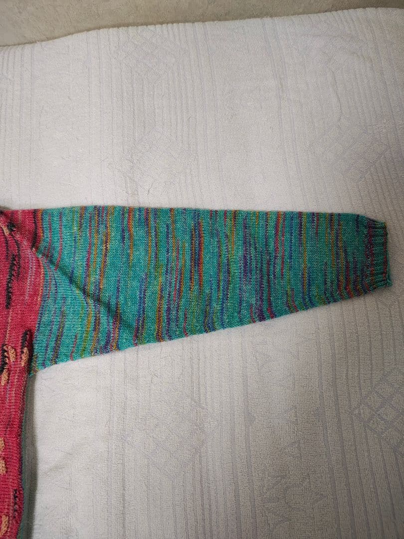 梅村マルティナ Opal毛糸 レリーフ編み 手編み バックワーズセーター