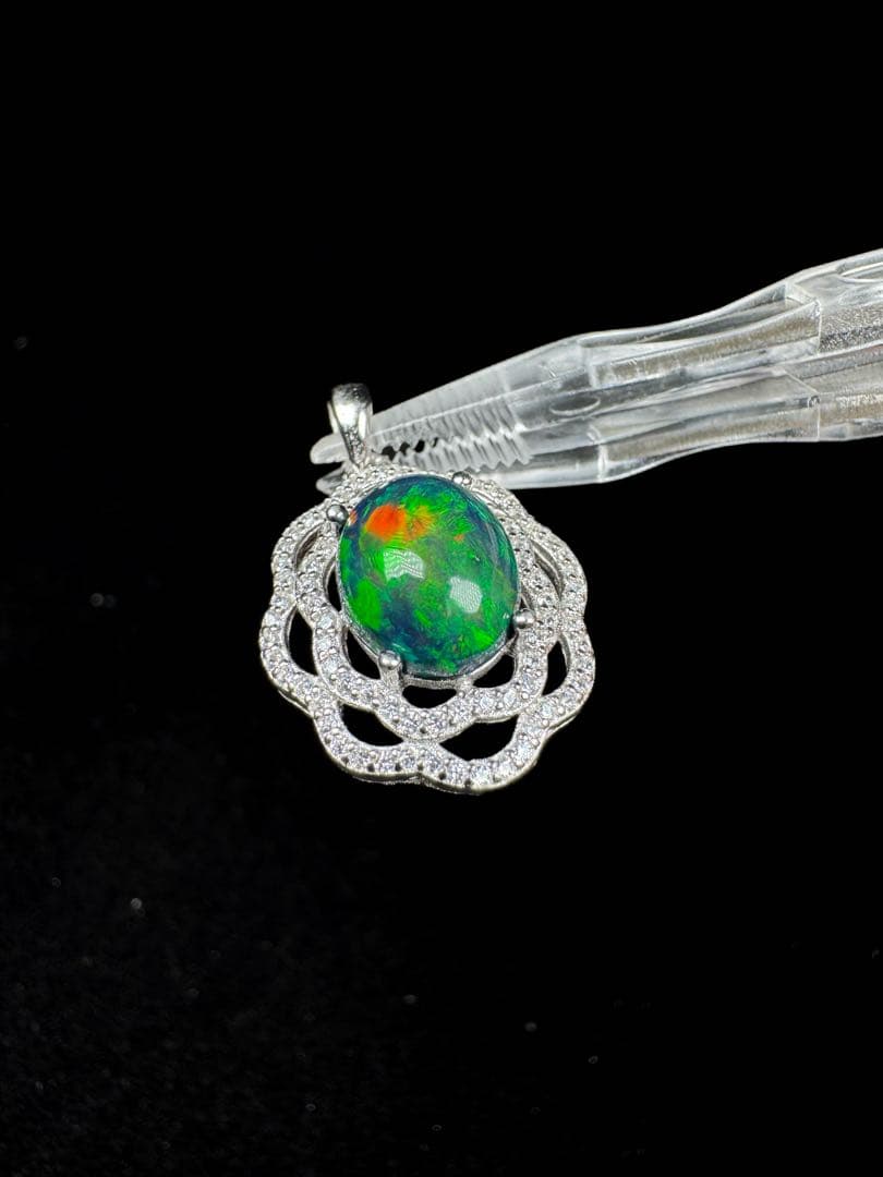 新作　ブラックオパール 2.657ct 遊色綺麗 S925 18KGP 鑑ソ付