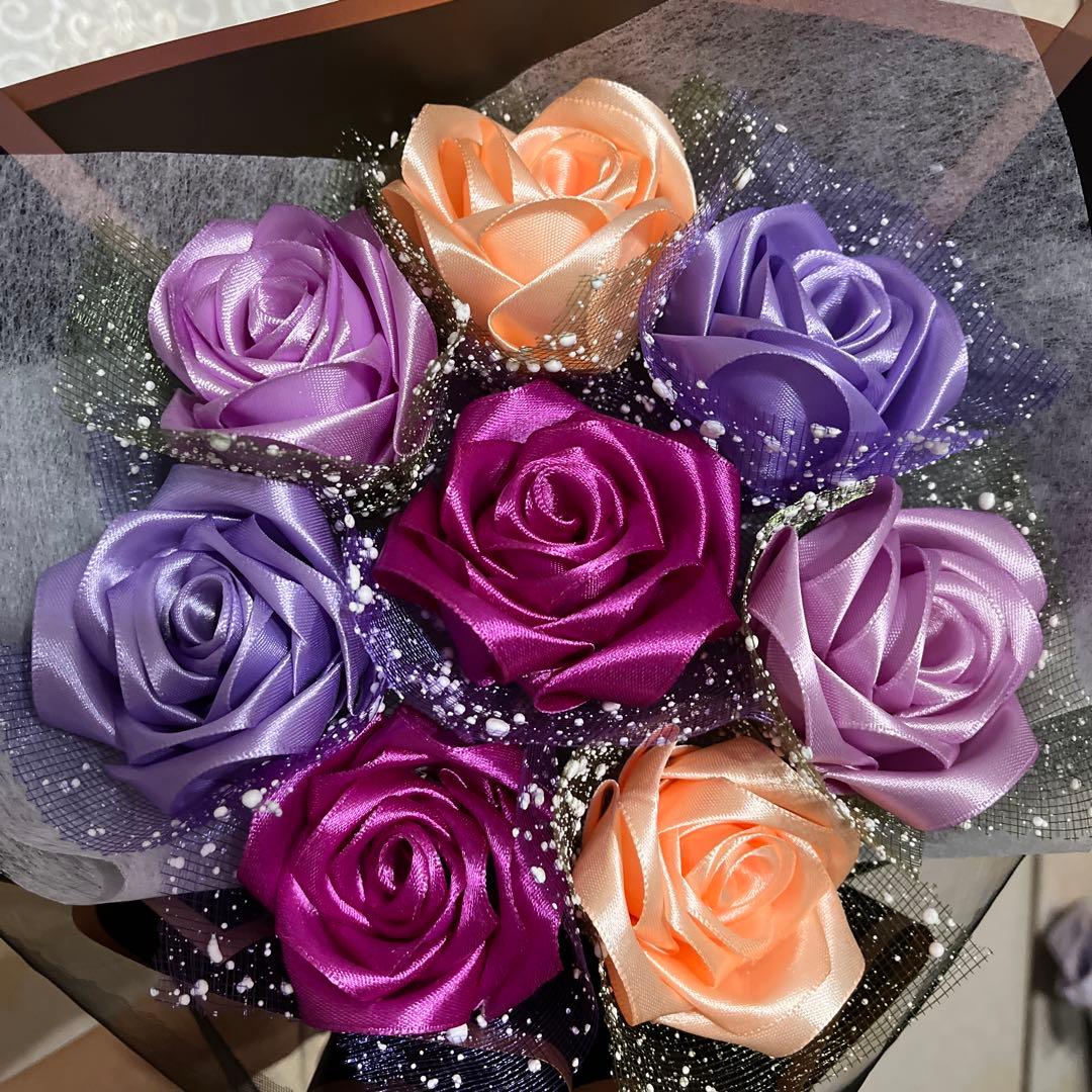 8本紫色バラブーケプレゼント お祝い 枯れない花 永生薔薇 特別な人へ