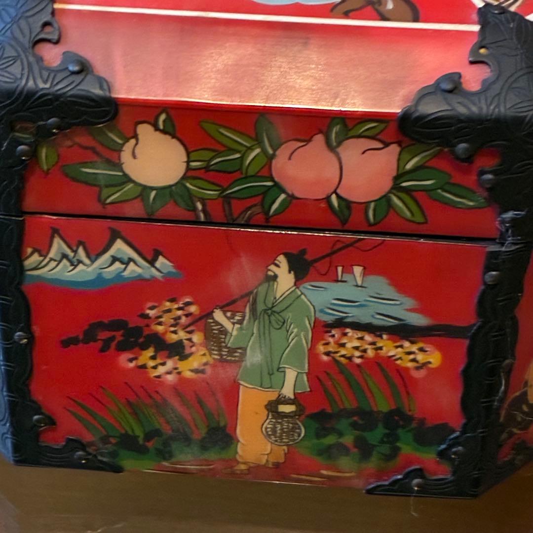 ヴィンテージ 中国 宝石箱 ジュエリーボックス 八角形 レア 赤 - メルカリ