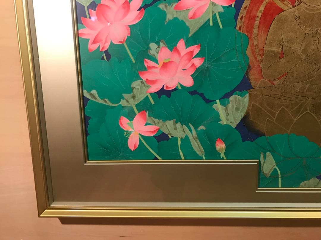 中島千波「大日如来蓮地図」リトグラフ＋エンボス技法 直筆サイン