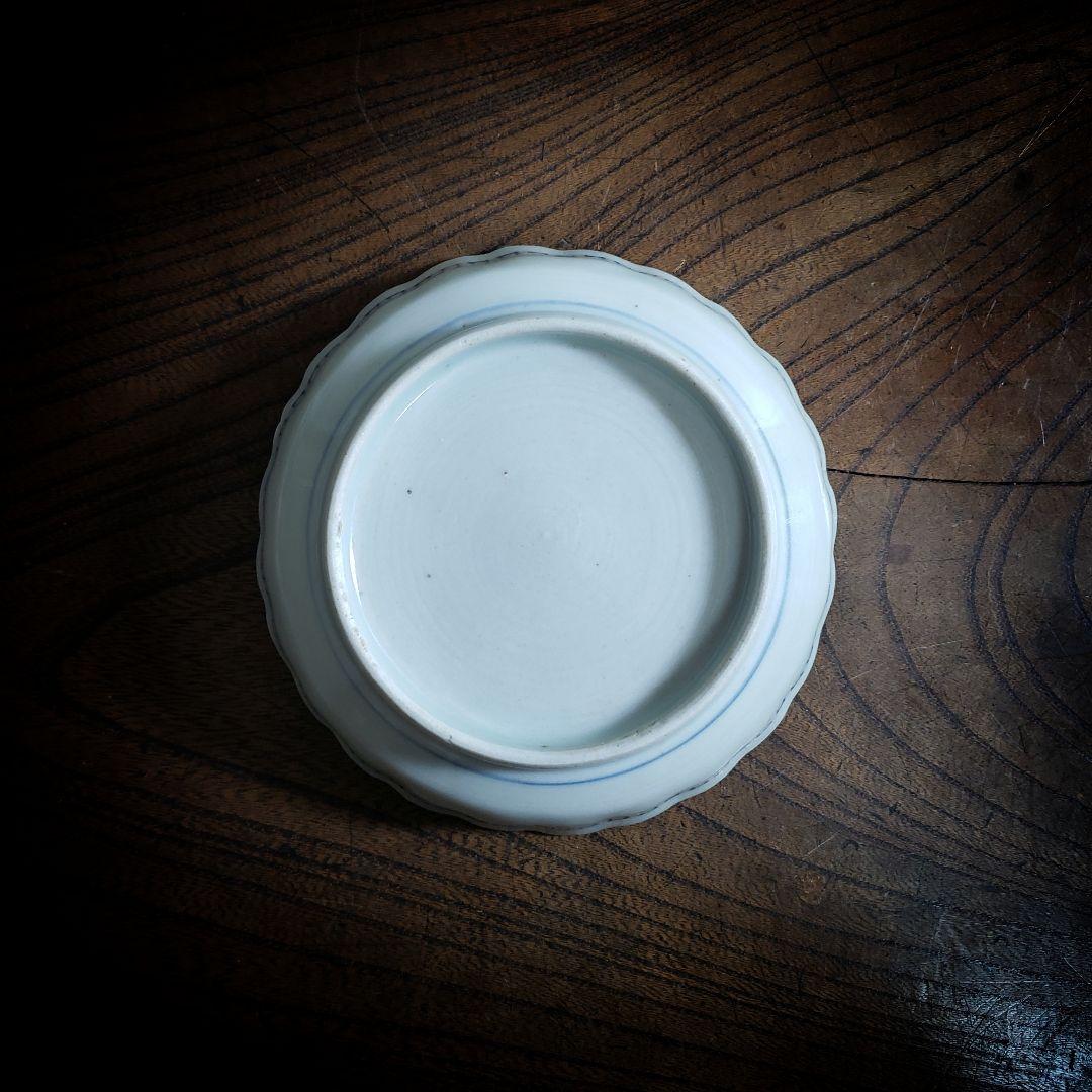 小皿 染付 花弁縁 丸窓 松竹梅 縁文 雷文 訳あり 明治 大正 古伊万里