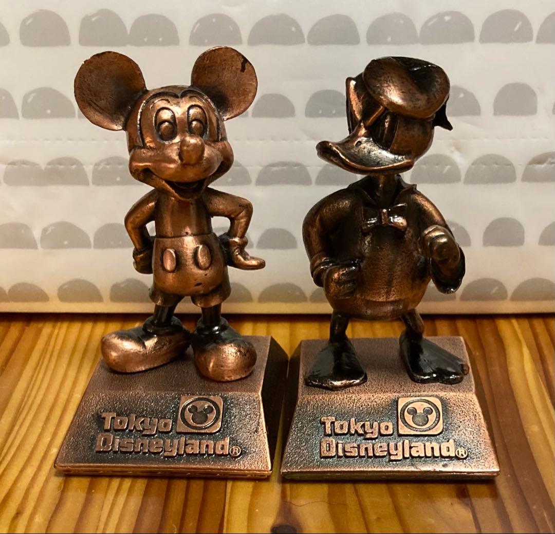 東京ディズニーランド ミッキー&ドナルド 置物 ブロンズ像 レトロ