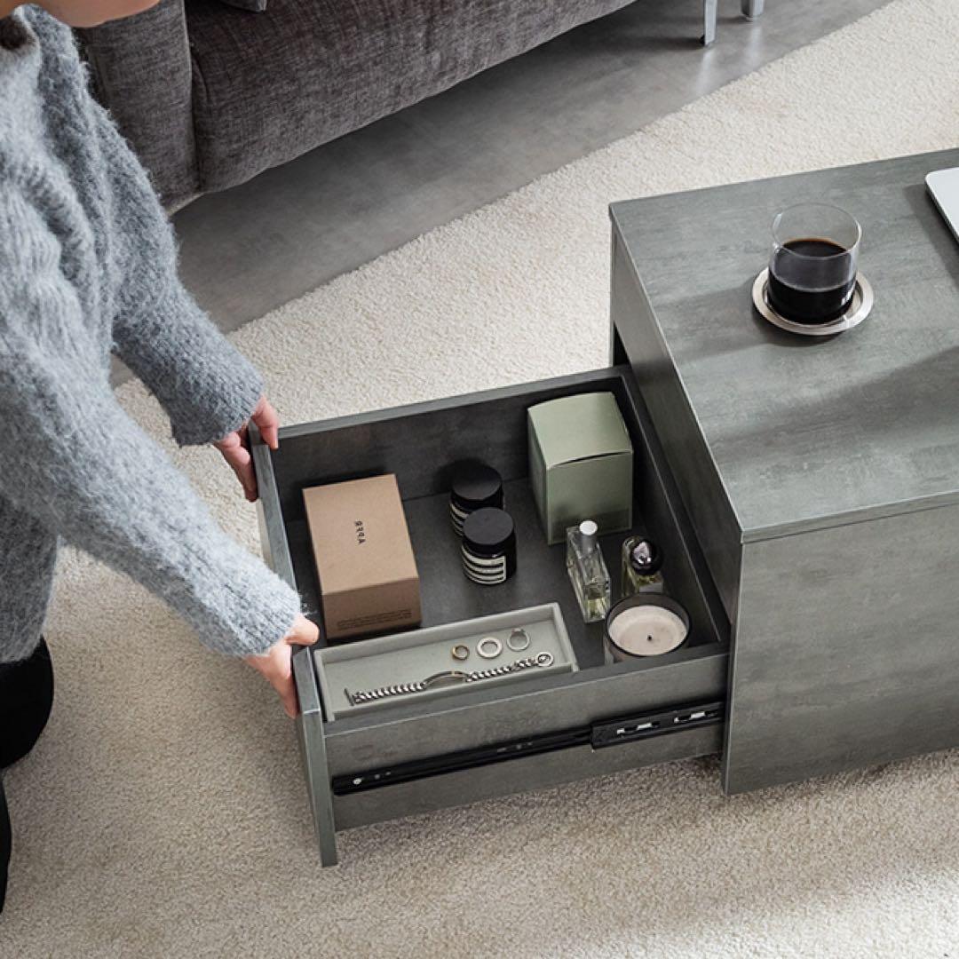 幅80cm】bolte 昇降式センターテーブル ストーン 引き出し 収納 - メルカリ