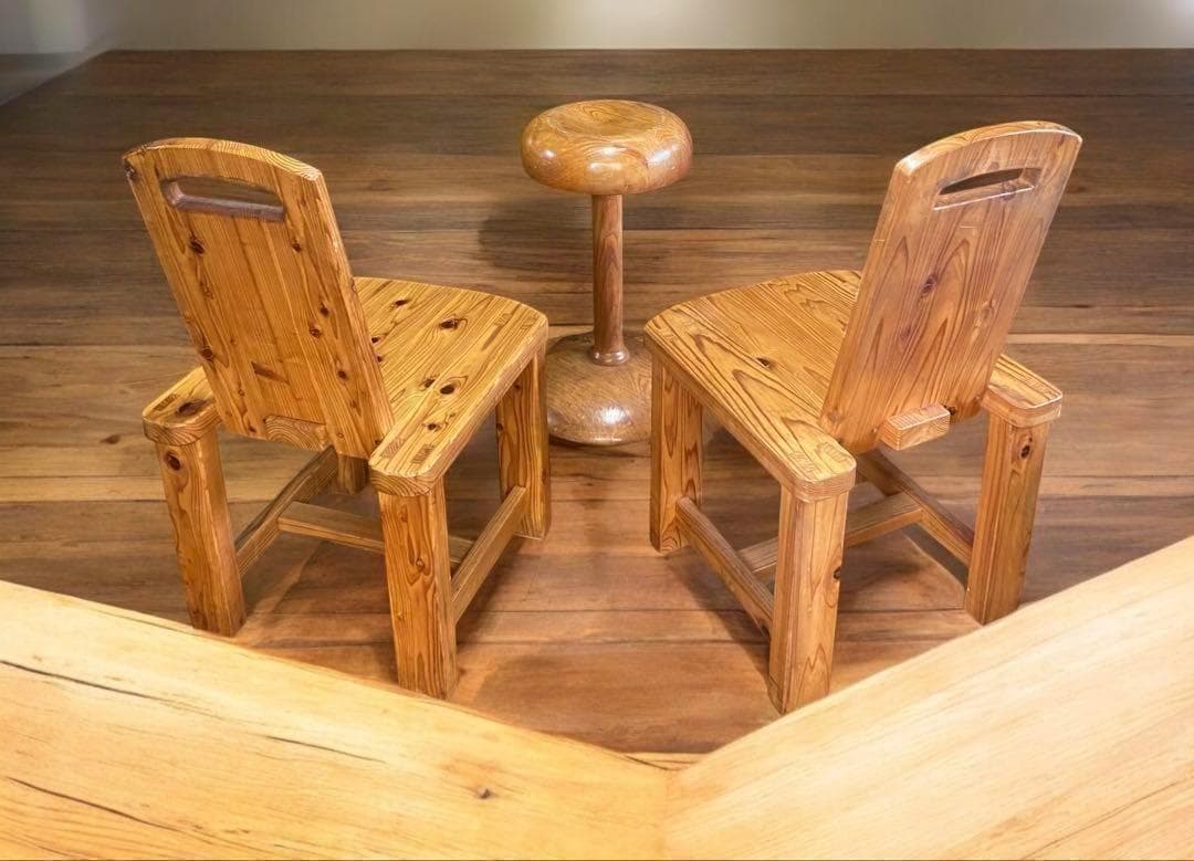 一生もの★重厚ななウッドチェア（1脚）　すべて木製　カントリー風のお店やお部屋に ダイニングチェア 2脚セット 天然木 カントリー調 座面高43cm （ 無垢