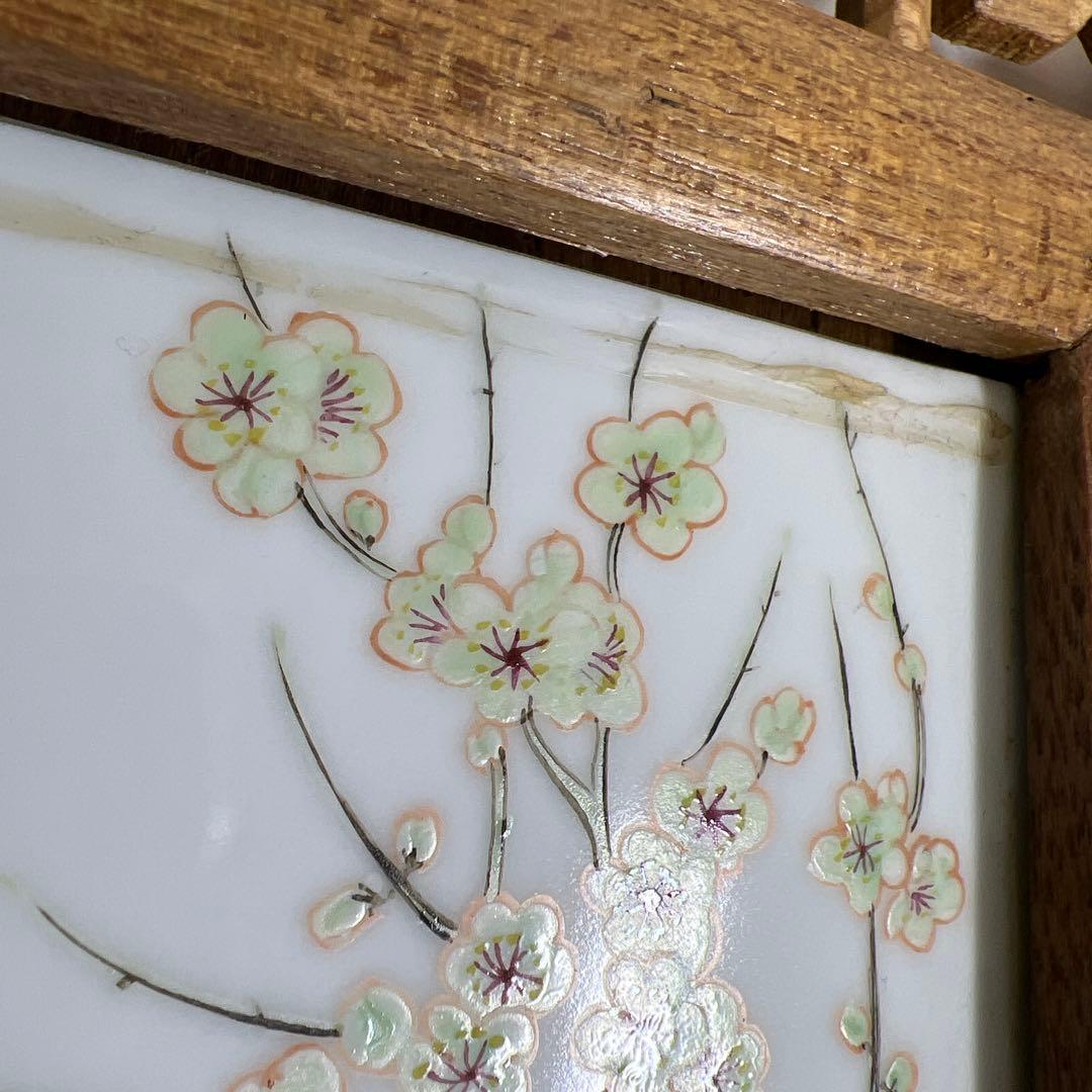 中国美術 粉彩花鳥文陶板画 東Y7-0902⭐︎2Fトヒト - メルカリ