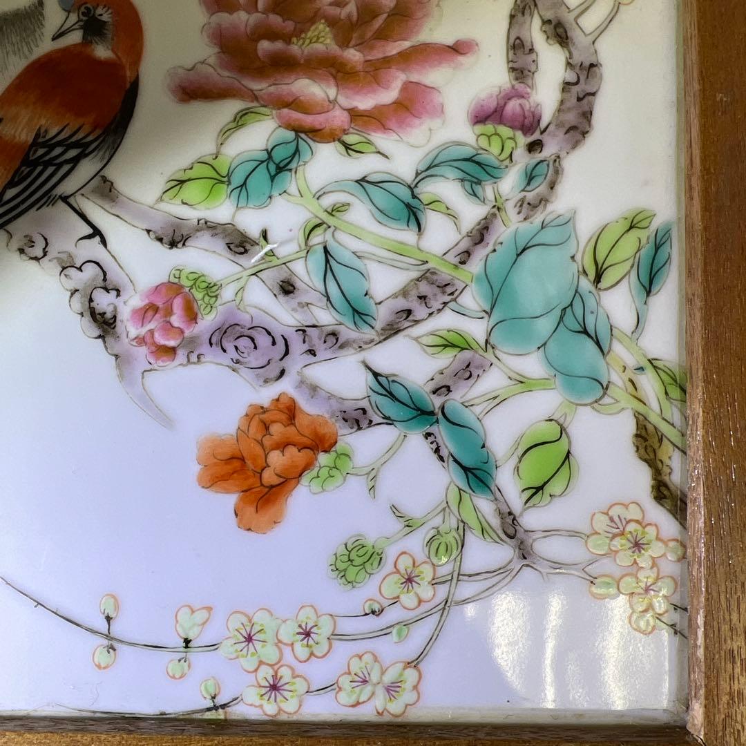 中国美術 粉彩花鳥文陶板画 東Y7-0902⭐︎2Fトヒト - メルカリ