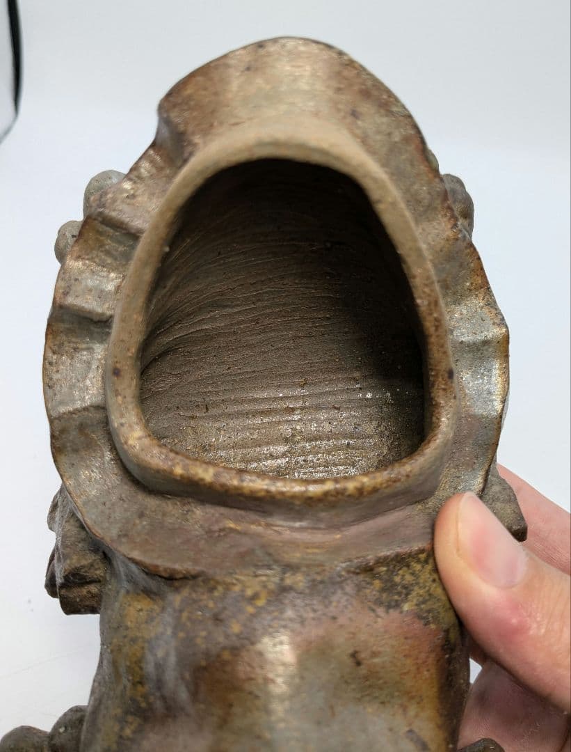 未使用】岡山県重要無形文化財 浦上善次 備前焼 獅子香炉 共箱共布