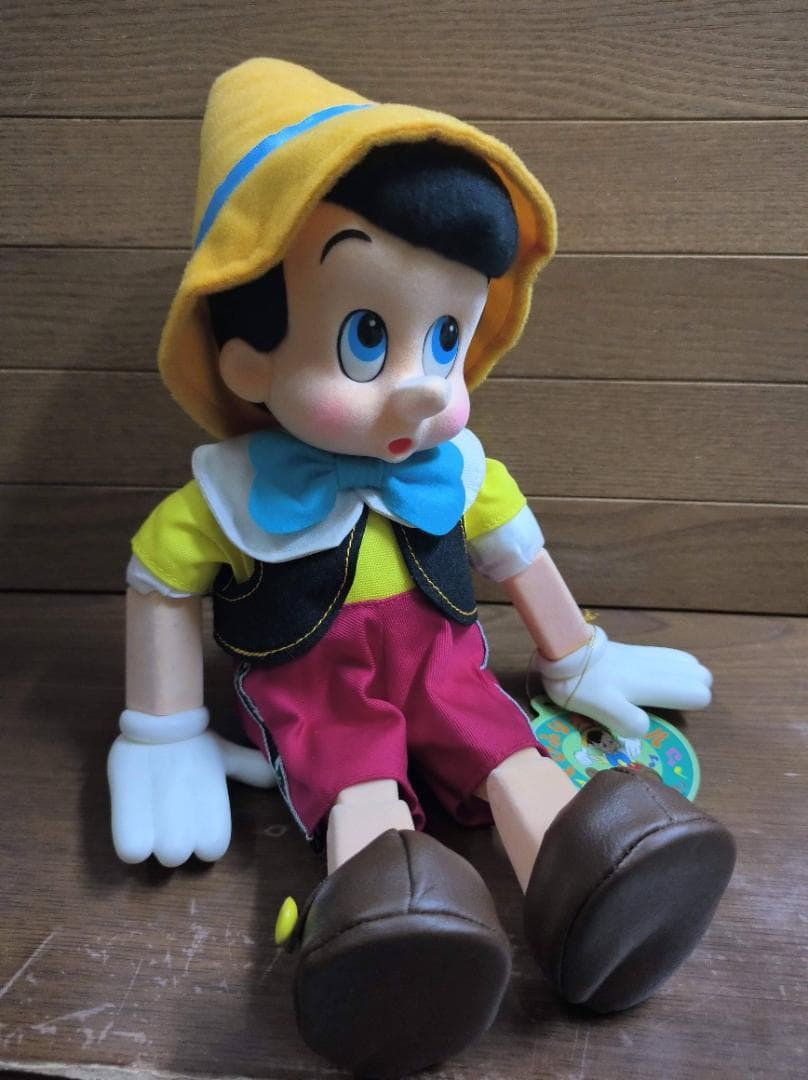 レトロ・紙タグ付 ディズニー ピノキオ オルゴール人形 [星に願いを] 日本製 レトロ】 東京ディズニーランド 手回し オルゴール ピノキオ 星に願い