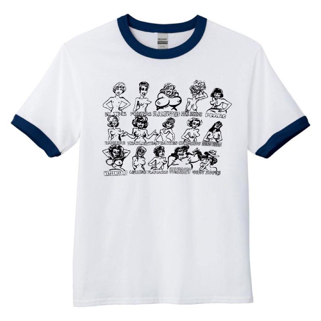 XL あいみょん 着用 おっぱい リンガー ネイビー Tシャツ ヴィンテージ