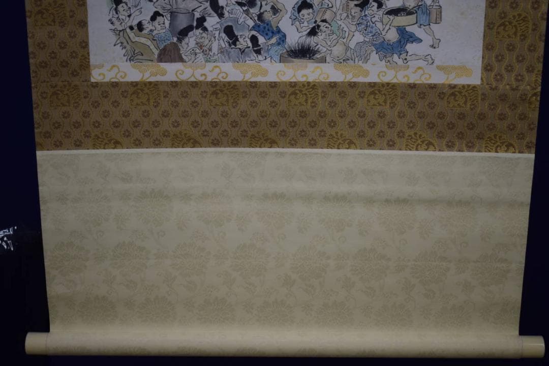 真作/竹霞庵主/畦鳳/墨戦争画賛/人物図/戯画/布袋屋掛軸