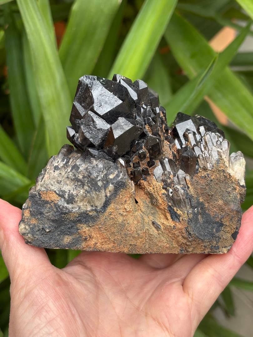 モリオン 黒水晶 キャンドルクォーツ クラスター 893g 姿が美しい