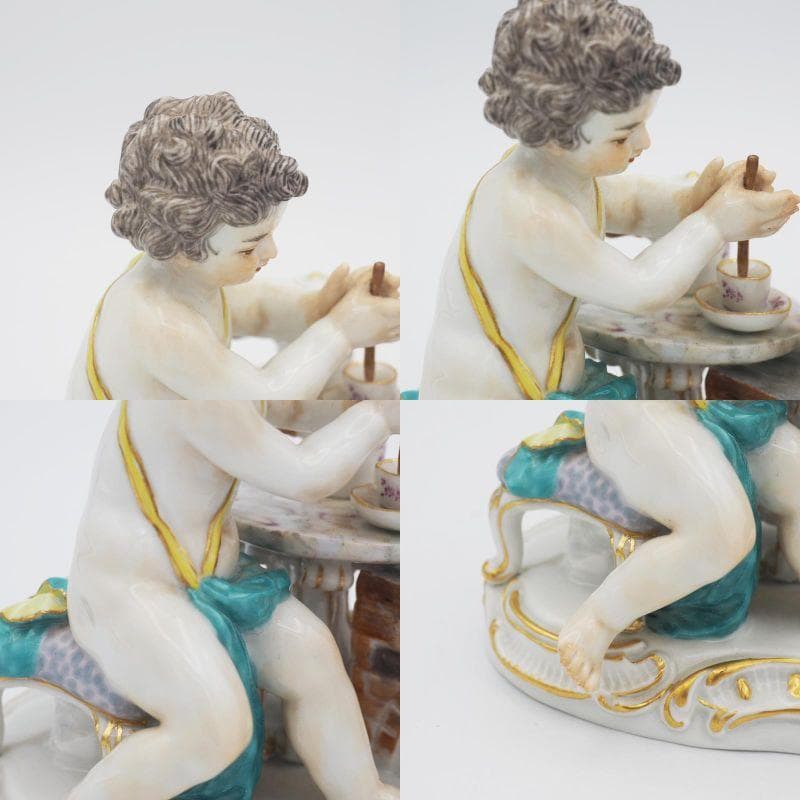 マイセン ホットチョコレートを作る天使 ケンドラー造形 四大元素 火の