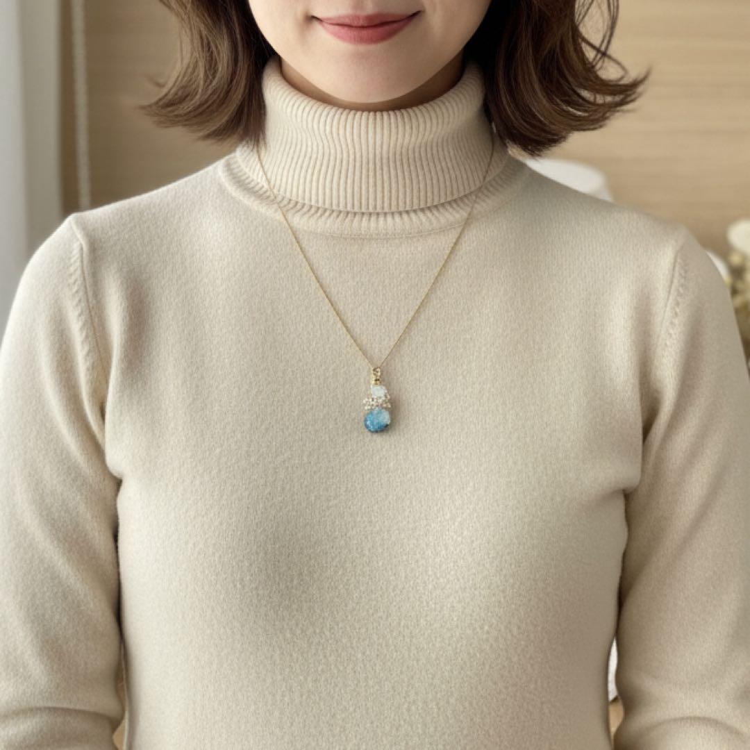 遊色煌く✴︎天の川のようなエチオピアオパールのワイヤージュエリー