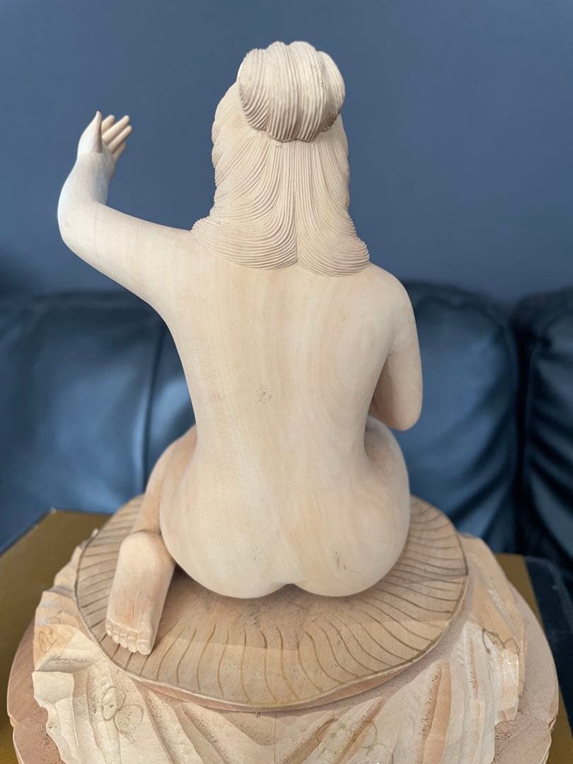 美品弁財天 弁天様 琵琶 木彫り 木製 彫刻 七福神 置物 インテリア