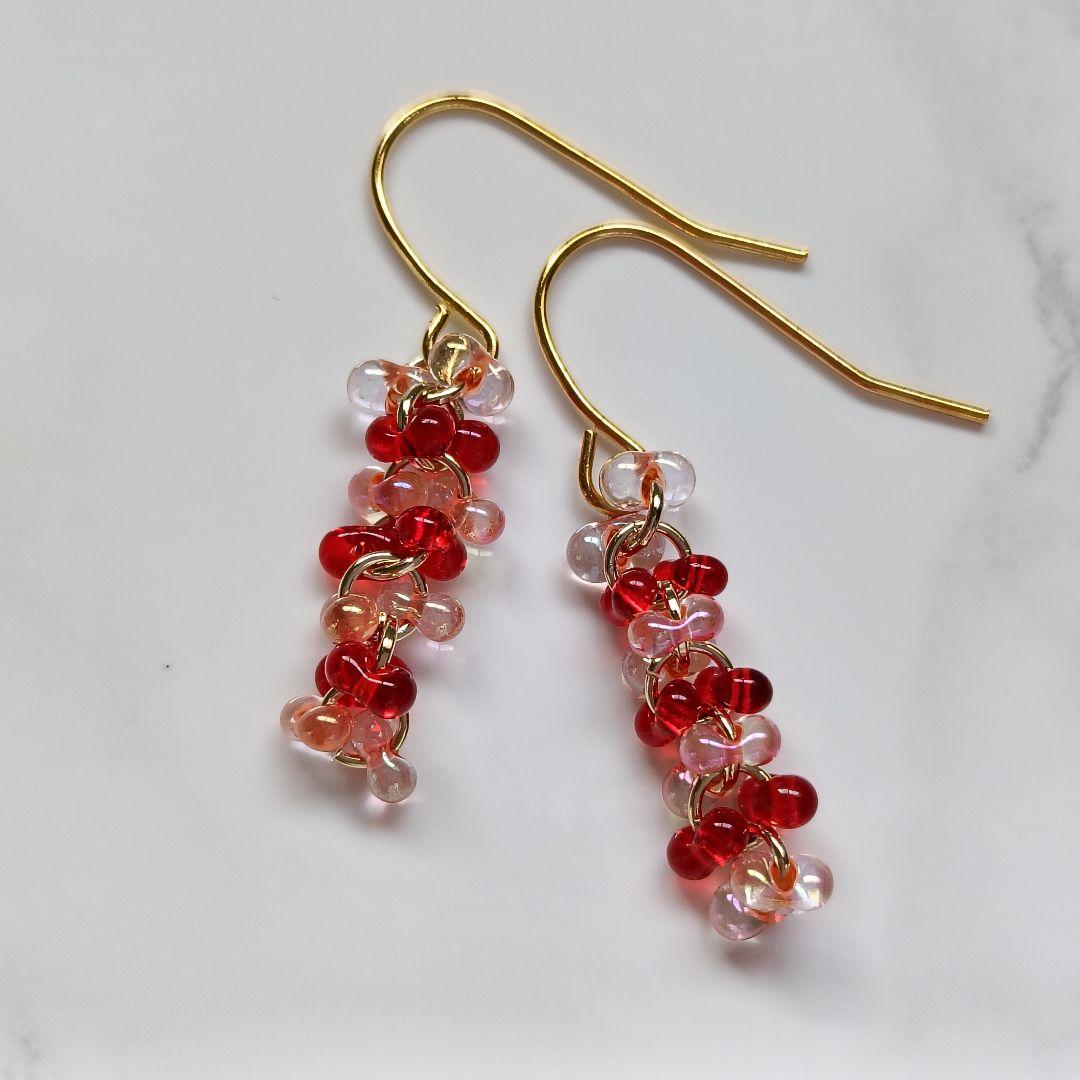 No.462 チェコビーズ ファルファーレのピアス カラーが楽しい！ チェコ ファルファーレビーズのシンプルな粒々ピアス