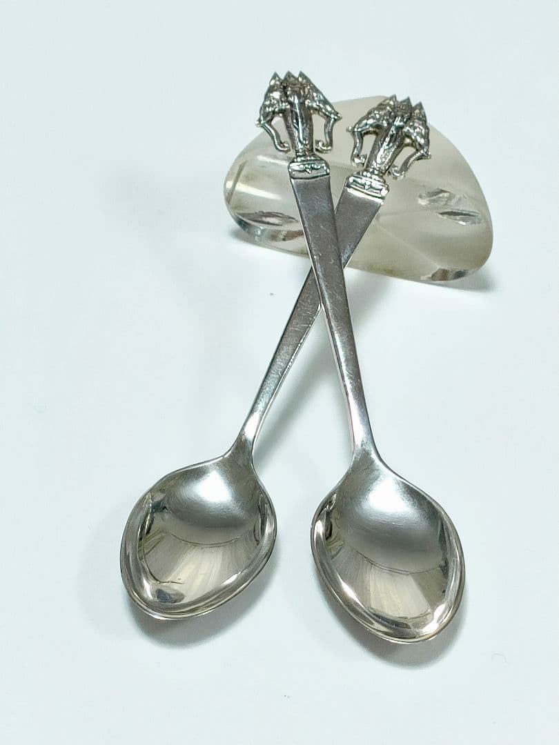 ●5528#1120ヴィンテージ タイ スターリング 925スプーン２本1018 Vintage Hilton Hotel Nakazato Japan Silver Plate Teaspoon Very