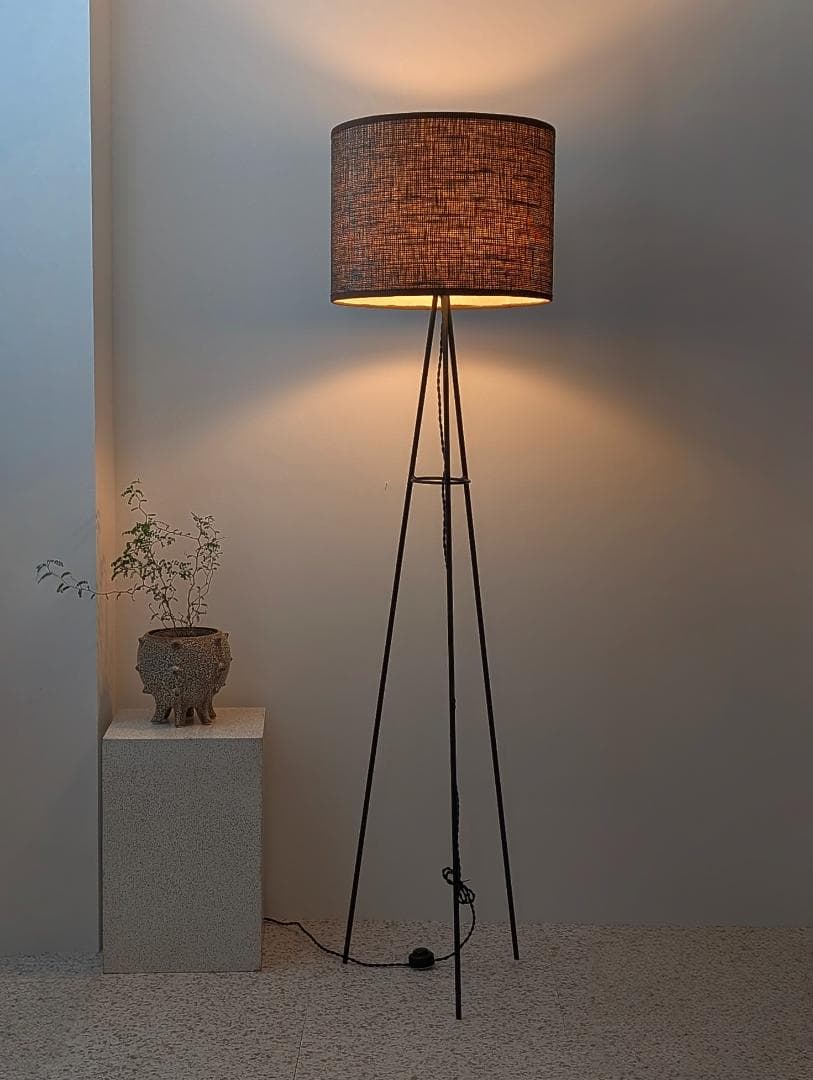 USED アイアン×ツイード スタンドライト フロアランプ ミッドセンチュリー 3157 アメリカ ヴィンテージ ミッドセンチュリー フロアランプ
