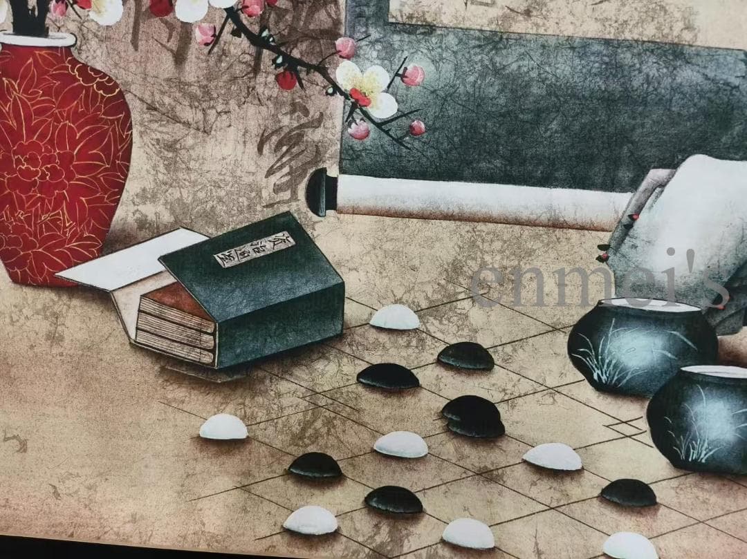 中国古美術 郎世寧作款 福慶如意図 横幅 宣紙 手描き 巻き物 古美味