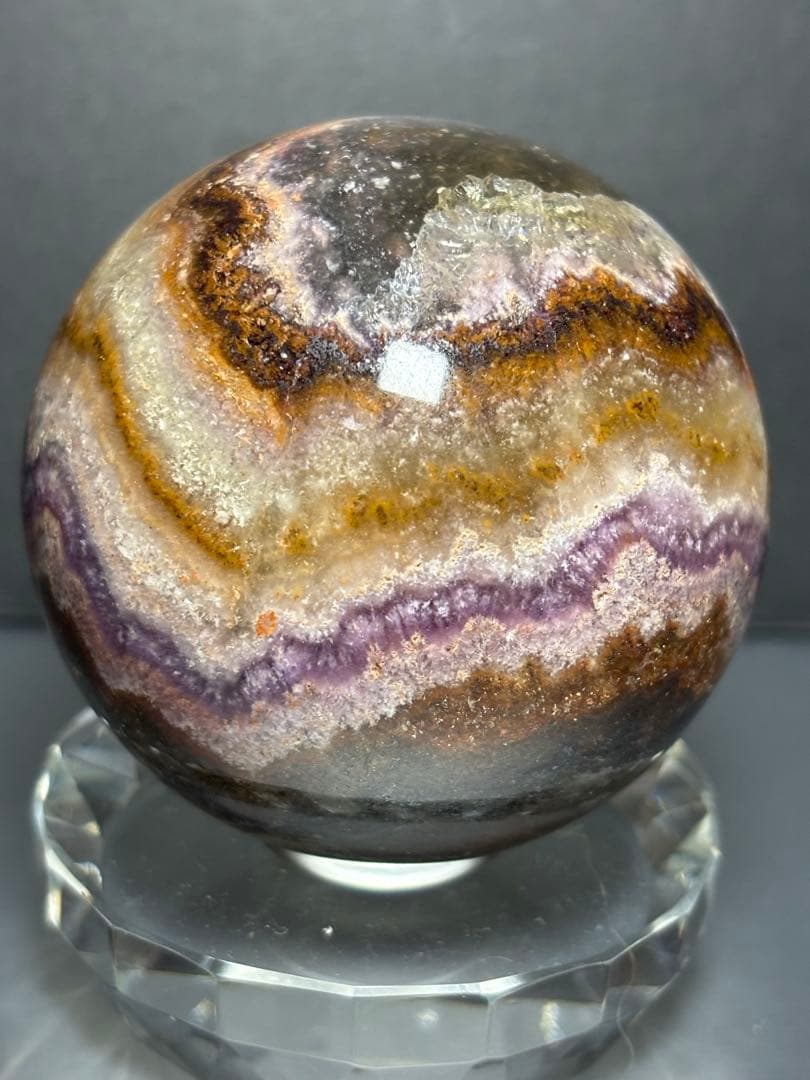 レア　オーラライト23 フローライト共生　スフィア　6.25cm 絶妙な美配色