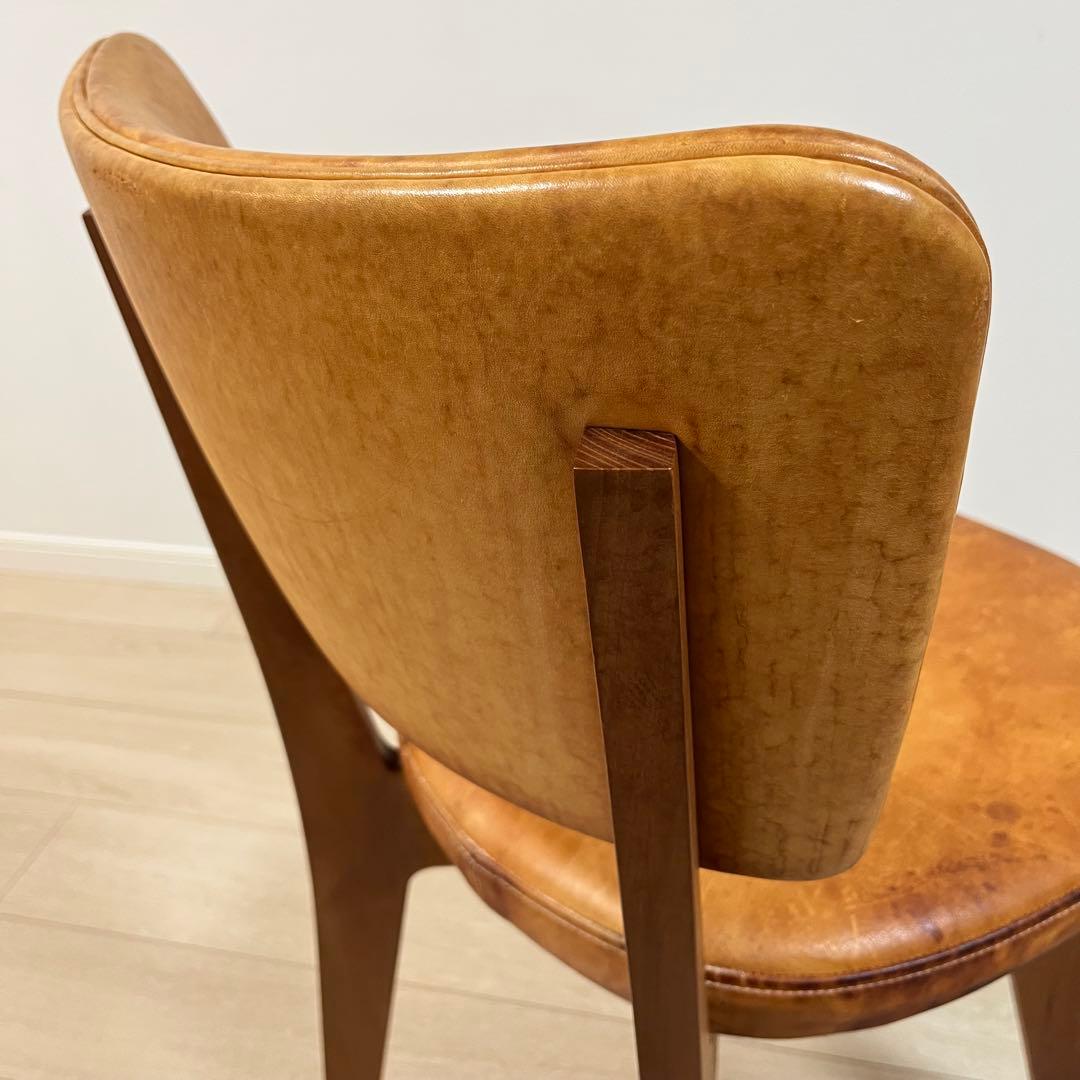 と02)本革 無垢 ダイニングチェア 国産ヴィンテージ シャルドネ系 WULC