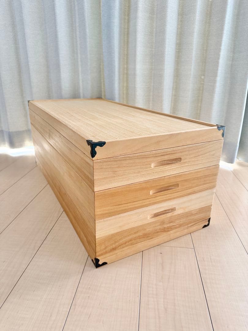 桐製 衣装ケース 3段 桐箱 桐ケース ① 桐衣装ケース 桐衣装箱 3段 幅91cm 高さ33cm 桐製収納ケース 桐タンス