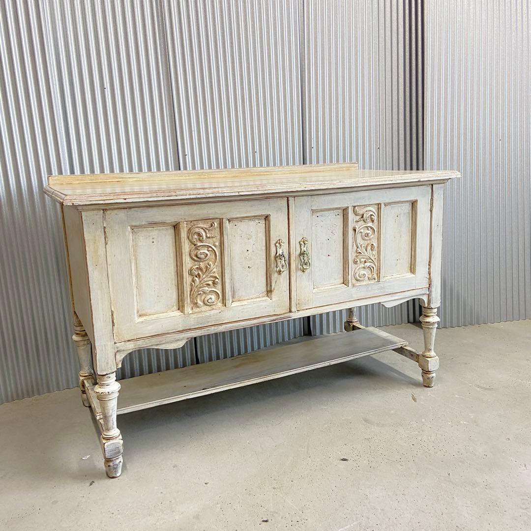 アンティーク　キャビネット　テレビボード　ホワイト テレビボード 1600 アンティークホワイト｜白家具 ホワイト家具