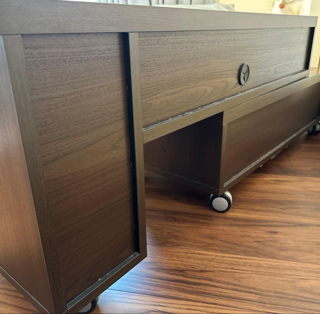 NOCE ダークブラウン テレビ台 キャスター付 二段の伸縮可能 引き出し2