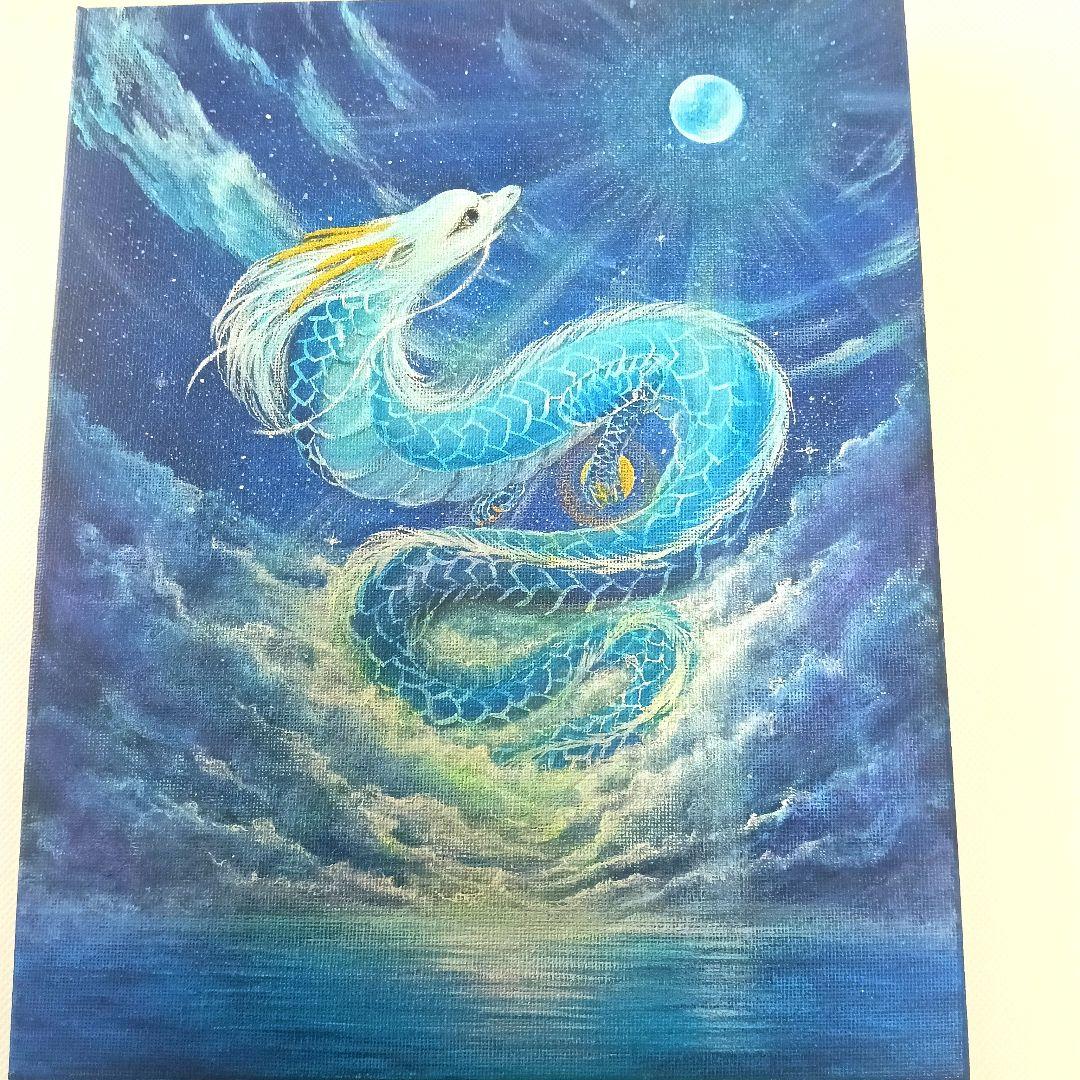 No.496 F3キャンバス 原画 龍神絵画 龍神様 青龍 開運絵画 龍の絵