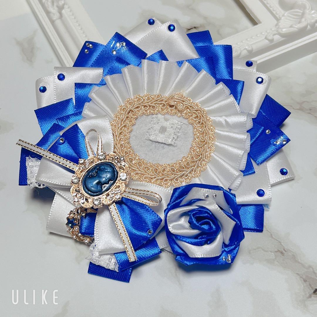 痛ロゼット 痛バッグ ロゼッタ 青 白 バラ カメオ リボン 月 ストーン