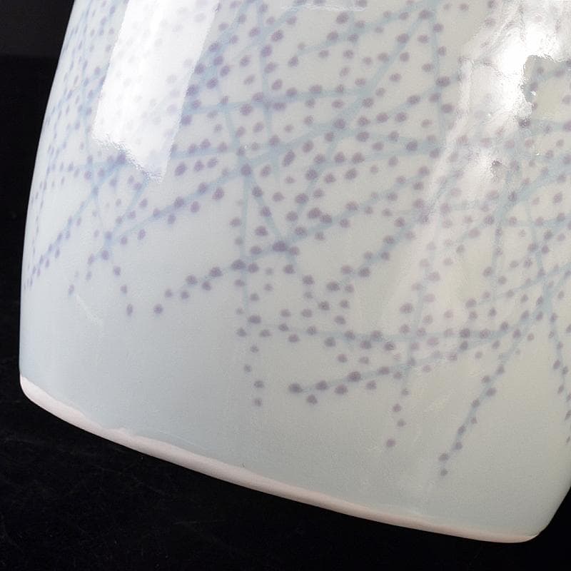 益子焼　室町勝廣作　彩象嵌　野鳥文　扁壷　共箱　M　R7930B